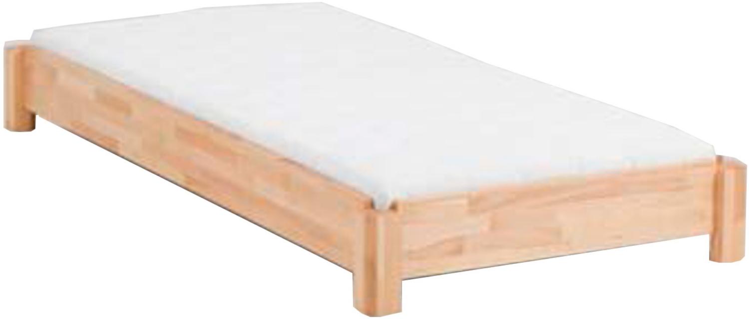 Dico Einzelbett Stapelbett Massivholz mit Rollrost Größe 90x200 cm 06 Buche geölt Bild 1