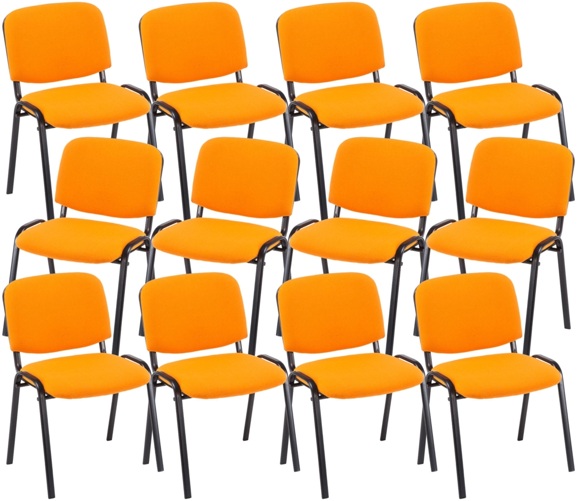 CLP 12er Set Besucherstuhl Ken Stoff stapelbar und mit gepolsterter Rückenlehne,orange Bild 1
