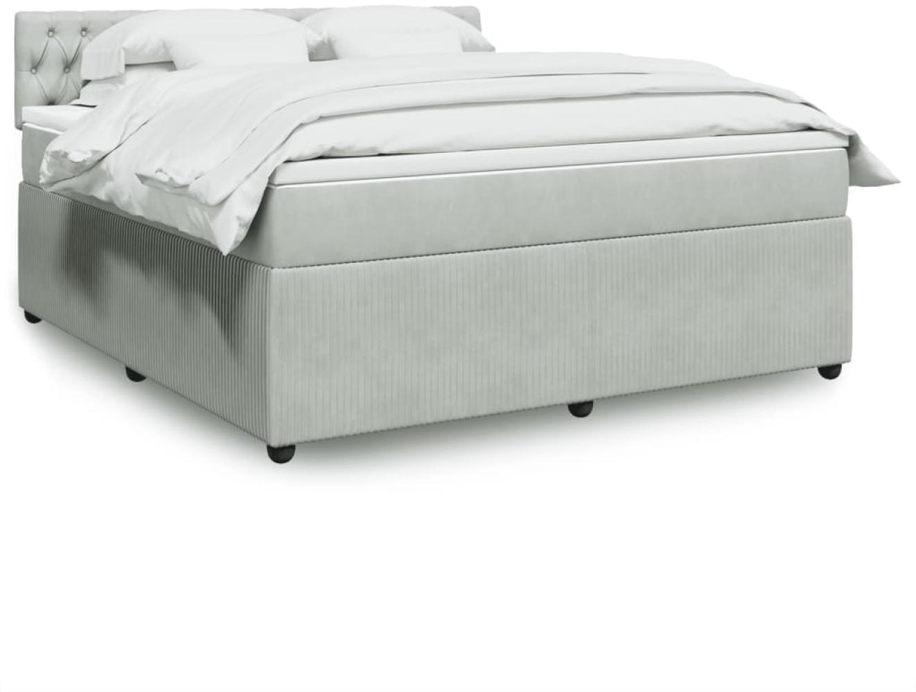 vidaXL Boxspringbett mit Matratze Hellgrau 180x200 cm Samt 3290112 Bild 1