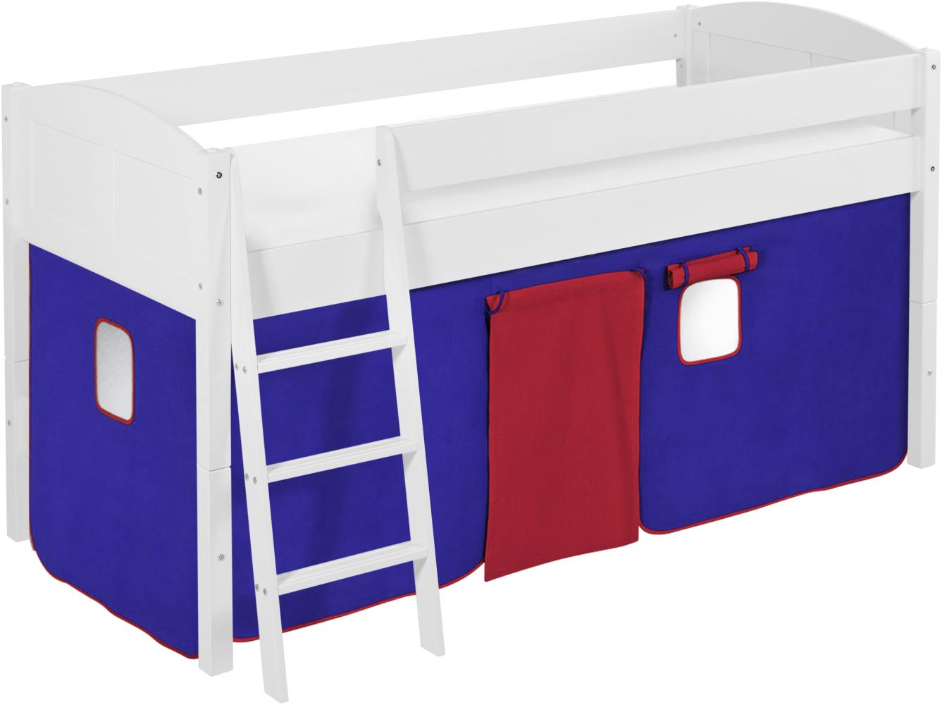 Lilokids 'Ida 4106' Spielbett 90 x 200 cm, Blau Rot, Kiefer massiv, mit Vorhang Bild 1