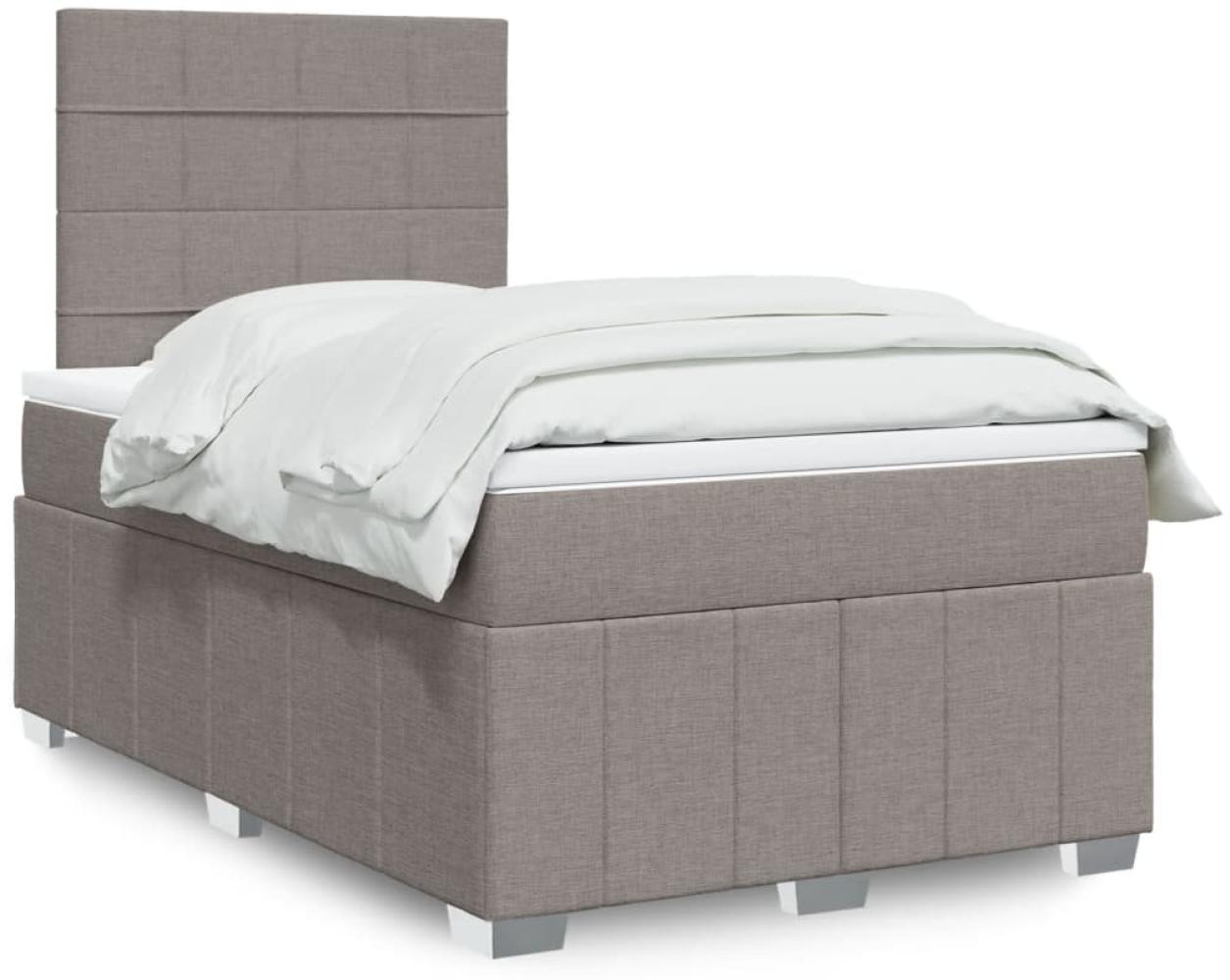 vidaXL Boxspringbett mit Matratze Taupe 120x200 cm Stoff 3293939 Bild 1