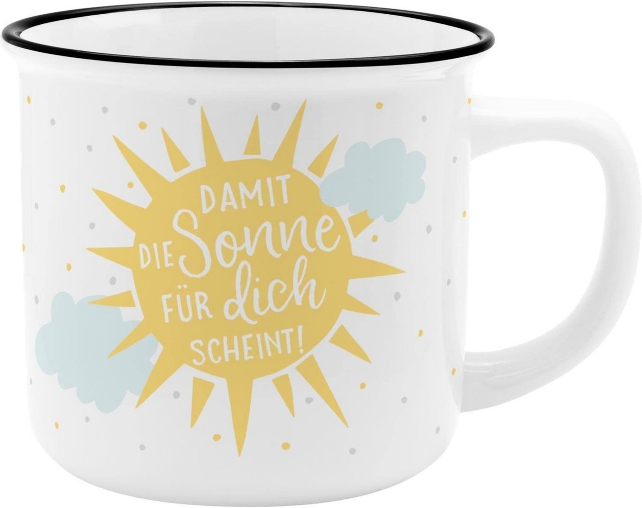 GRUSS & CO Becher Motiv "Sonne" | New Bone China Porzellan, Emaille-Optik, 35 cl | Geschenk, Sprüchetasse | 47892, 1 Stück (1er Pack) Bild 1