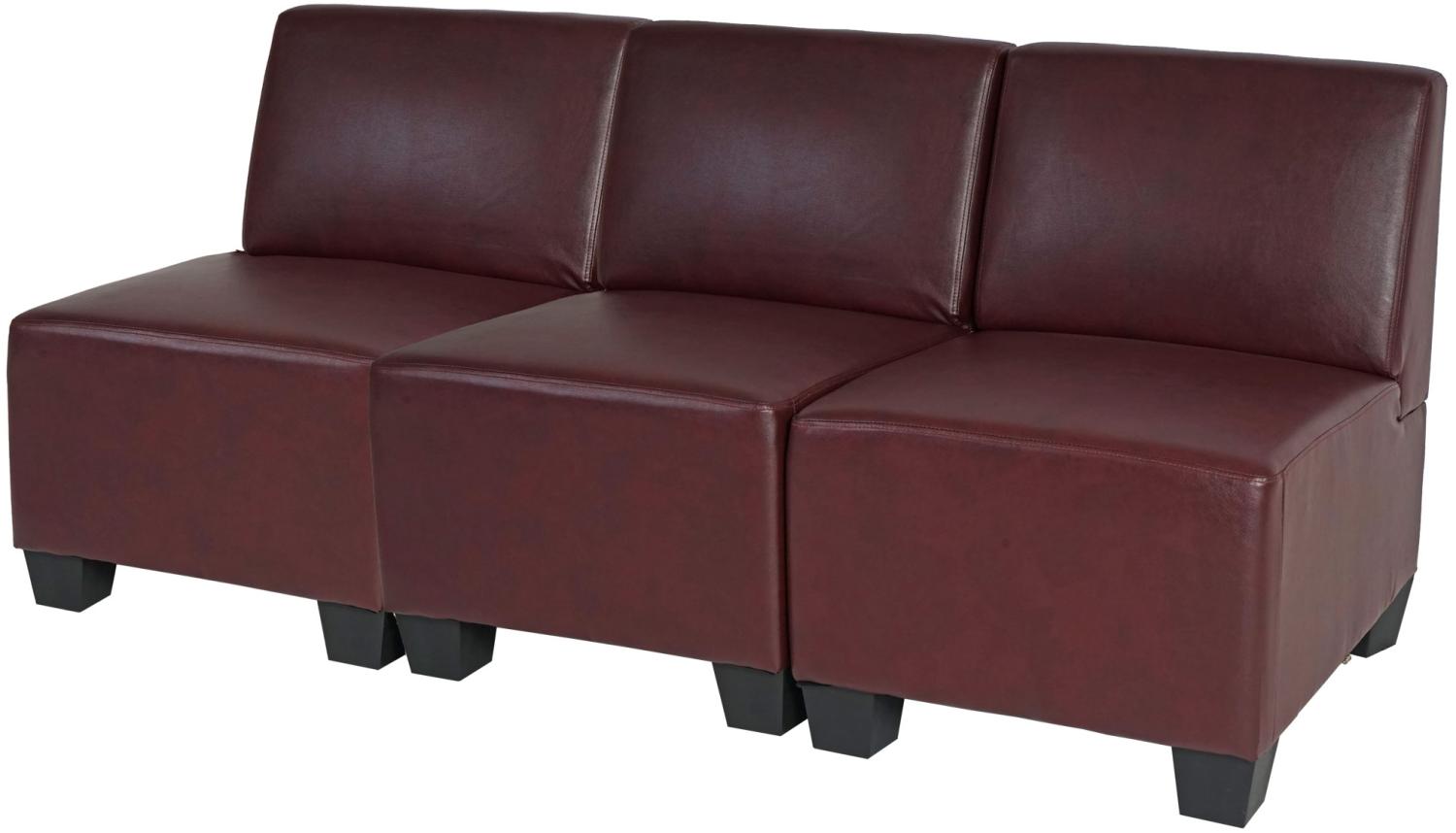 Modular 3-Sitzer Sofa Couch Lyon, Kunstleder ~ rot-braun, ohne Armlehnen Bild 1