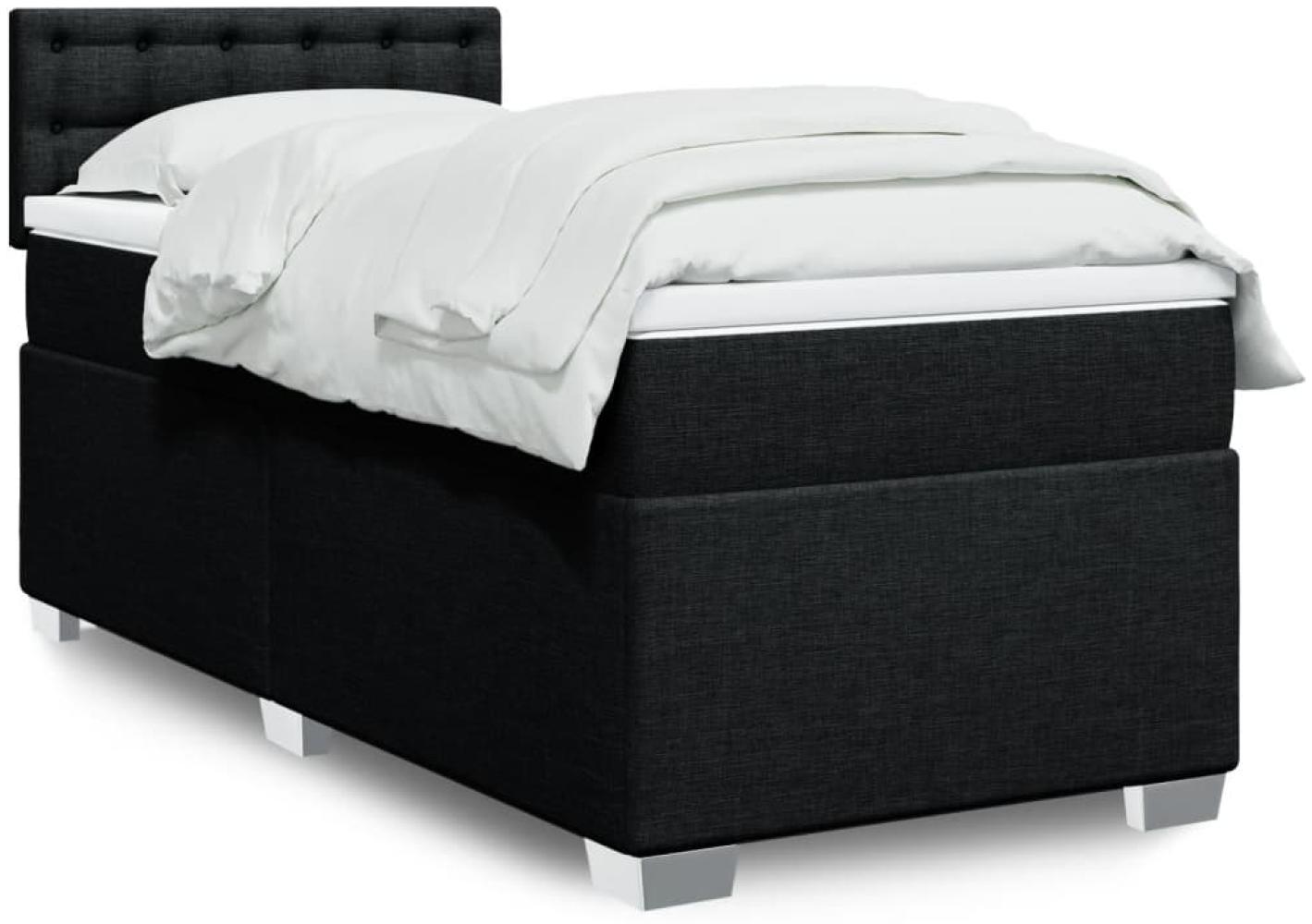 vidaXL Boxspringbett mit Matratze Schwarz 90x190 cm Stoff 3288059 Bild 1