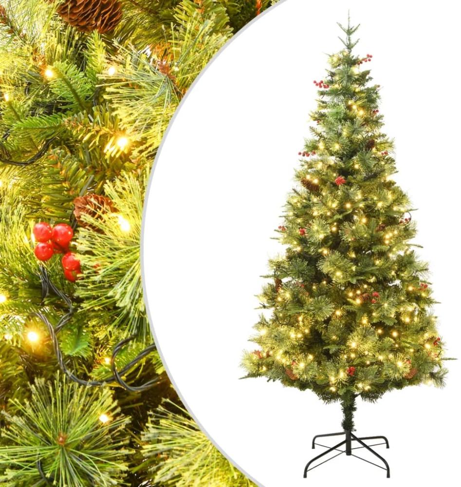 vidaXL Weihnachtsbaum mit Beleuchtung und Kiefernzapfen Grün 225 cm 3094558 Bild 1