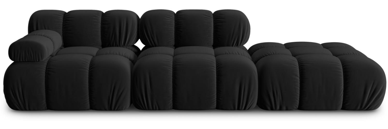 Micadoni Modulares Sofa Bellis 4-Sitzer Rechts Samtstoff Schwarz Bild 1