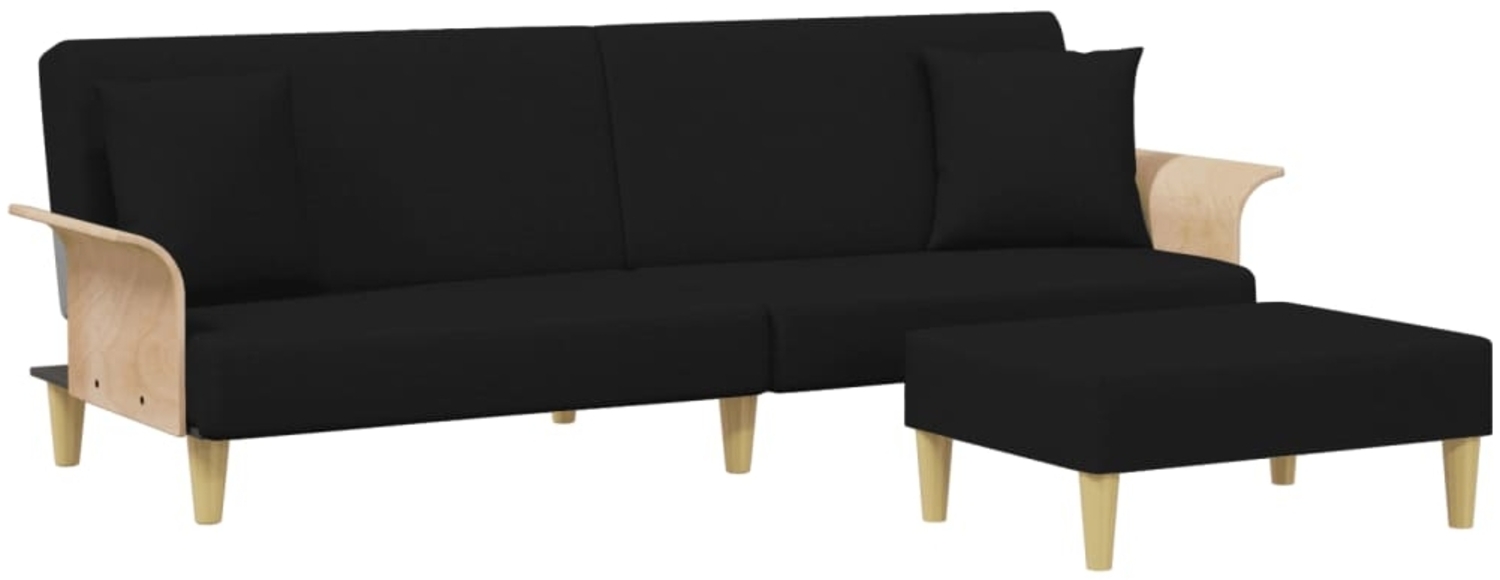 vidaXL Schlafsofa 2-Sitzer mit Kissen und Fußhocker Schwarz Samt 3216217 Bild 1