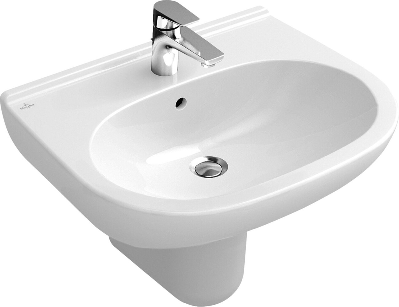 VILLEROY & BOCH O.NOVO Waschbecken Keramik 65 cm Keramik, Weiß, ohne Überlauf, CeramicPlus Bild 1