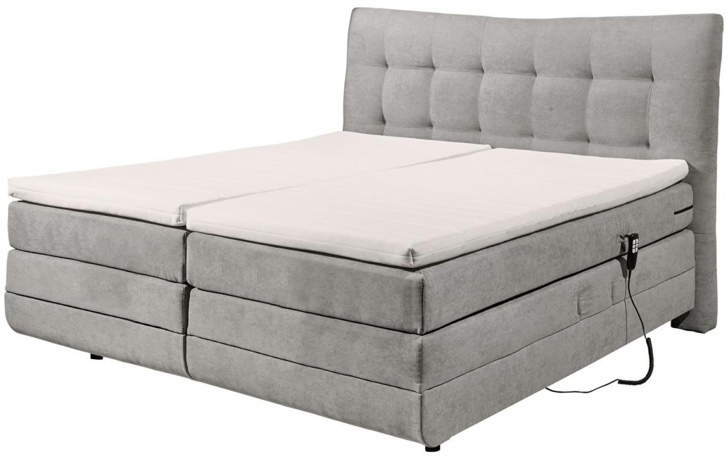 Boxspringbett MALU Stoff hellgrau TTFK mit Motor 180x200 cm Bild 1