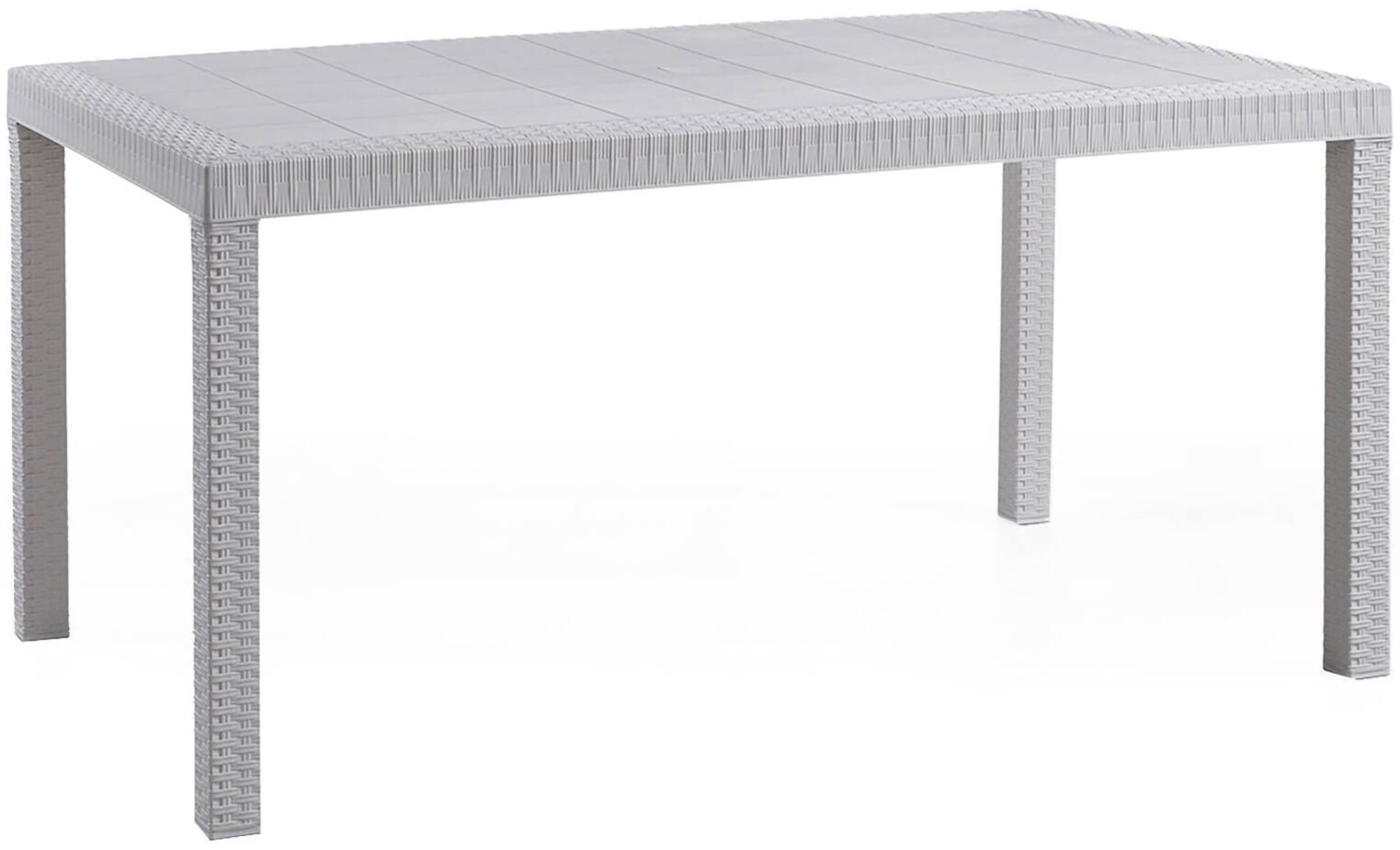 Dmora Tisch im Freien Adila, rechteckiger Gartentisch, Mehrzweck-Gartentisch in Rattan-Optik, 100 % Made in Italy, 150x90h74 cm, Weiß Bild 1