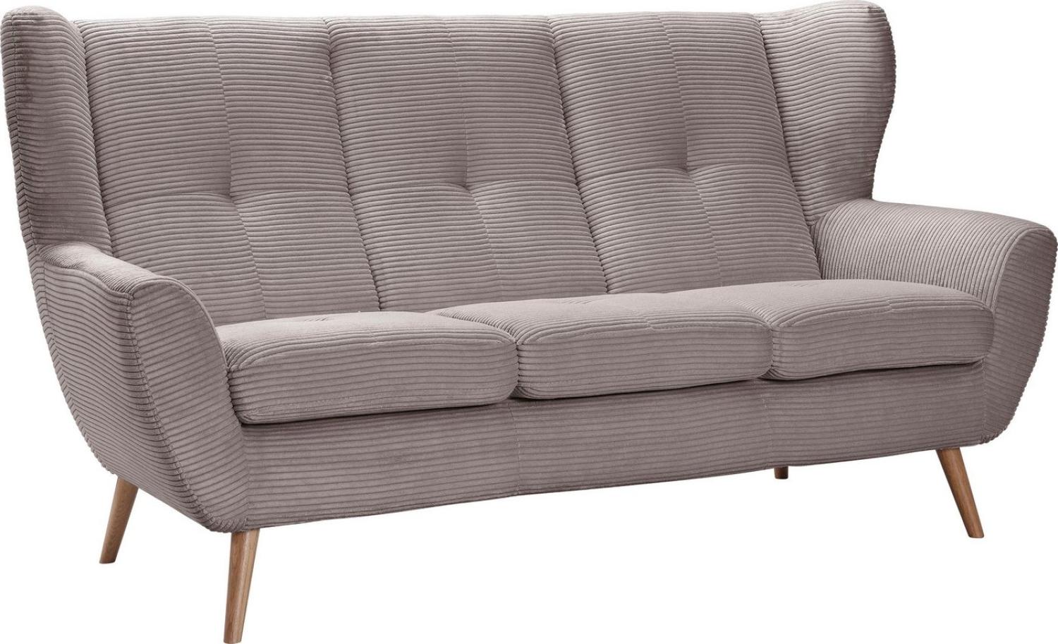 exxpo - sofa fashion 3-Sitzer ALVESTA, Loungesofa, Küchensofa, hoher Sitzkomfort, Ohrenbackensofa, gemütliche Rückenlehne, mit Knopfheftung und hohen Holzfüßen, in Cord Bild 1