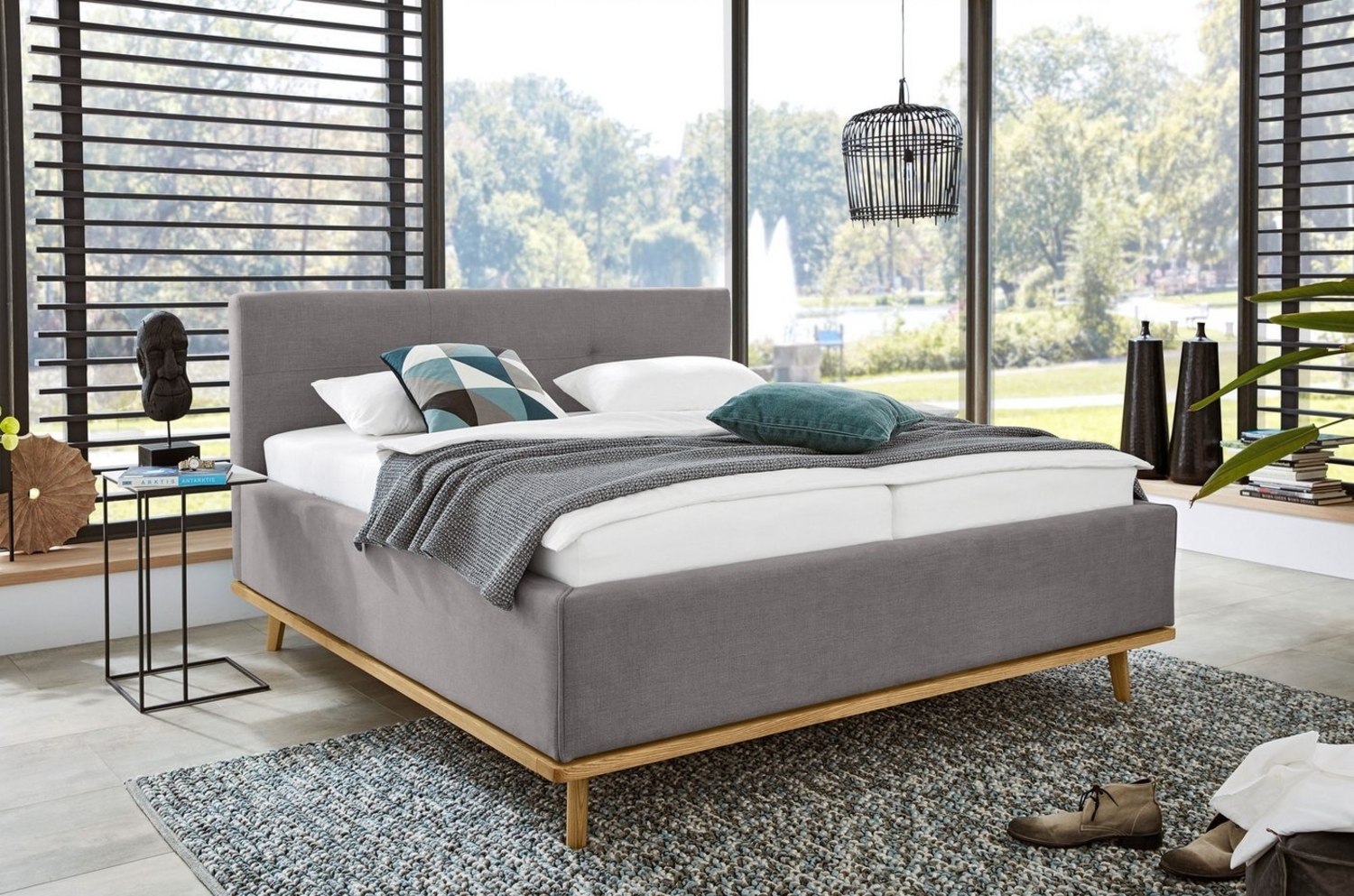 Musterring Polsterbett Delphi, Eicherahmen massiv, Kopfteil mit Steppung Bild 1