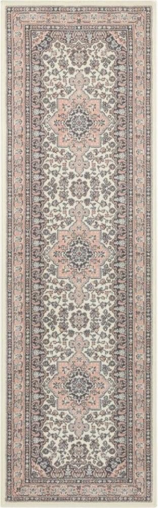 Orientalischer Kurzflor Teppich Parun Täbriz Creme Rosa - 80x250x0,9cm Bild 1