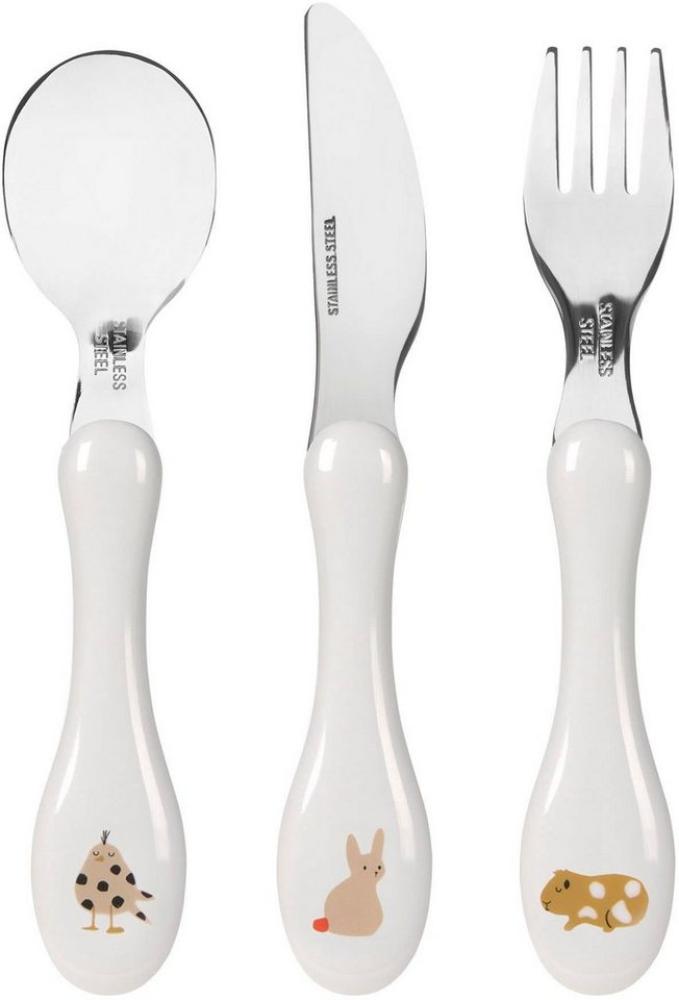 LÄSSIG Kinderbesteck Set 3-teilig Löffel Gabel Messer Edelstahl Kunststoffgriff/Cutlery Little Mateys spicy orange Bild 1