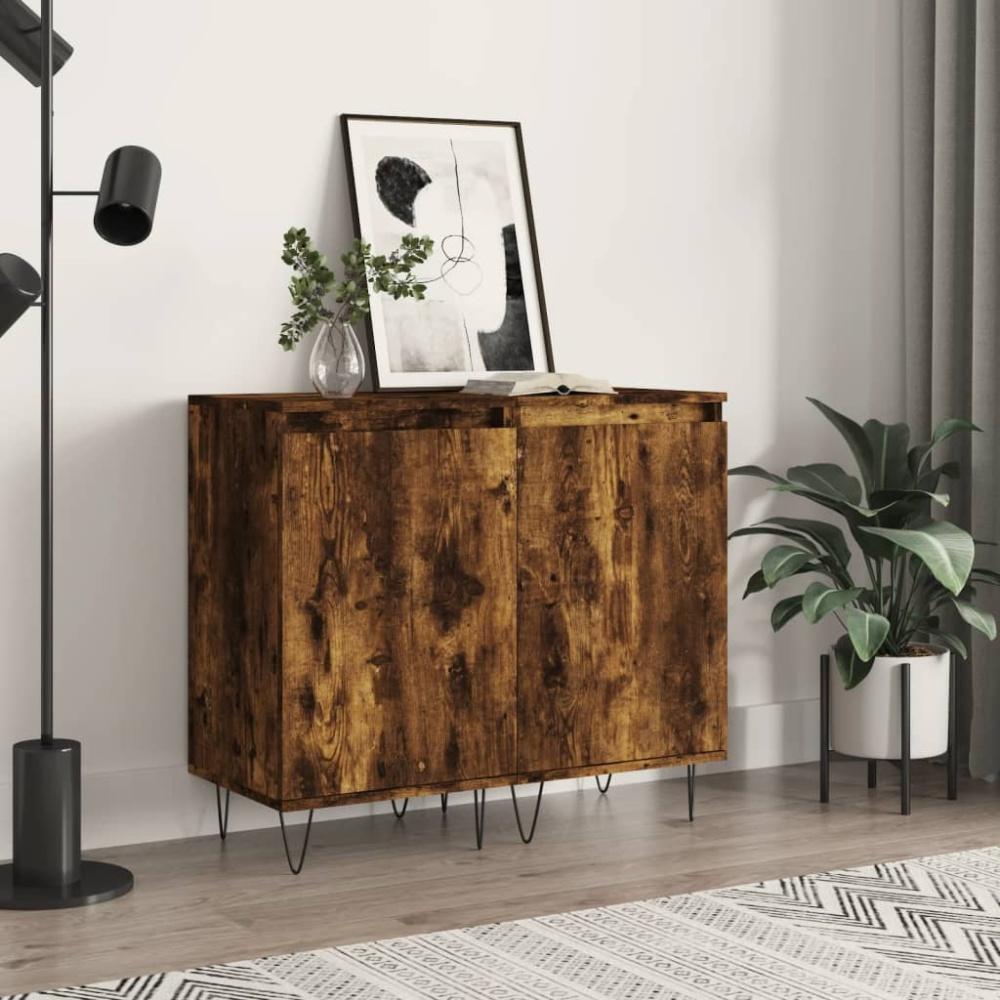 vidaXL Sideboards 2 Stk. Räuchereiche 40x35x70 cm Holzwerkstoff 831063 Bild 1