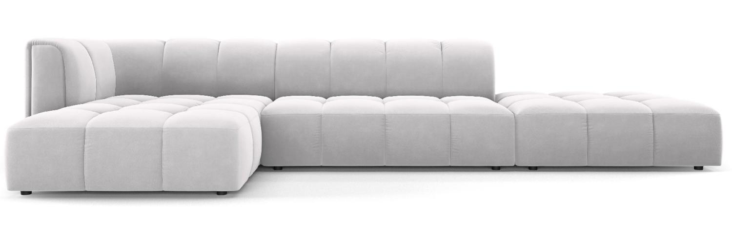 Micadoni Modulares Ecksofa Serena 5-Sitzer, offene Seite, Samtstoff Beige, Silber, Links Bild 1