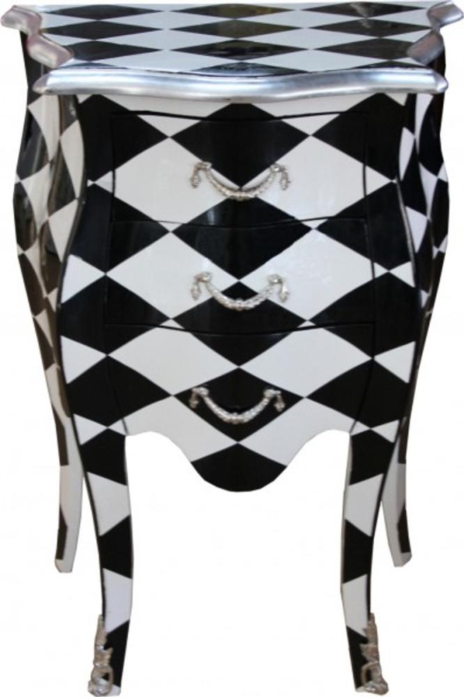 Casa Padrino Barock Kommode Karo H 73 cm, B 52 cm - Nachttisch Schrank mit 3 Schubladen B! Bild 1