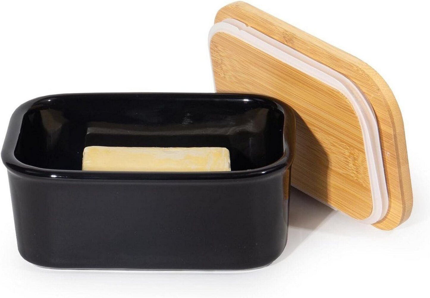 Zedelmaier Butterdose Butterglocke aus Keramik,Butterschale Porzellan für Butter(250g), (HYH005), Butterdose Keramik y Deckel Holz Bild 1