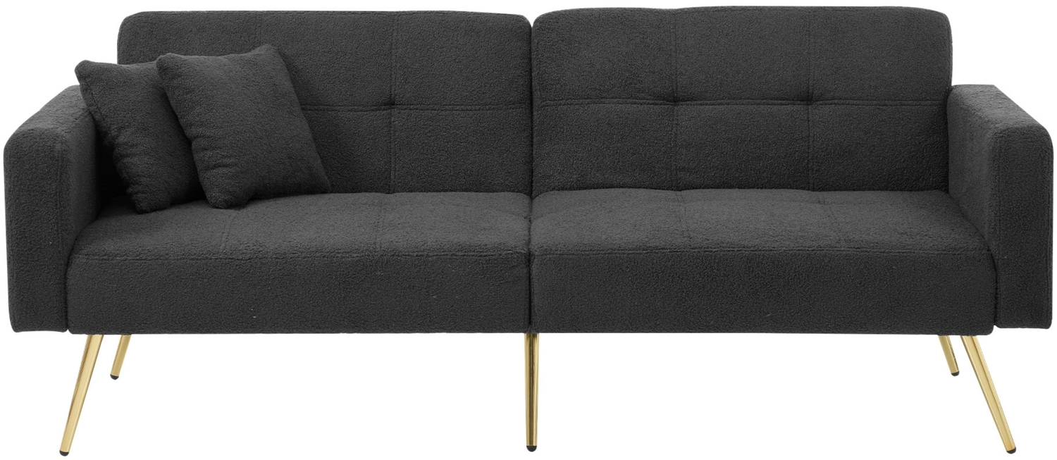 Merax sofa Schlafsofa mit Bettfunktion, verstellbarem Winkel, goldenen Beinen, mit Kissen und seitlichen Aufbewahrungstaschen, Grau Bild 1