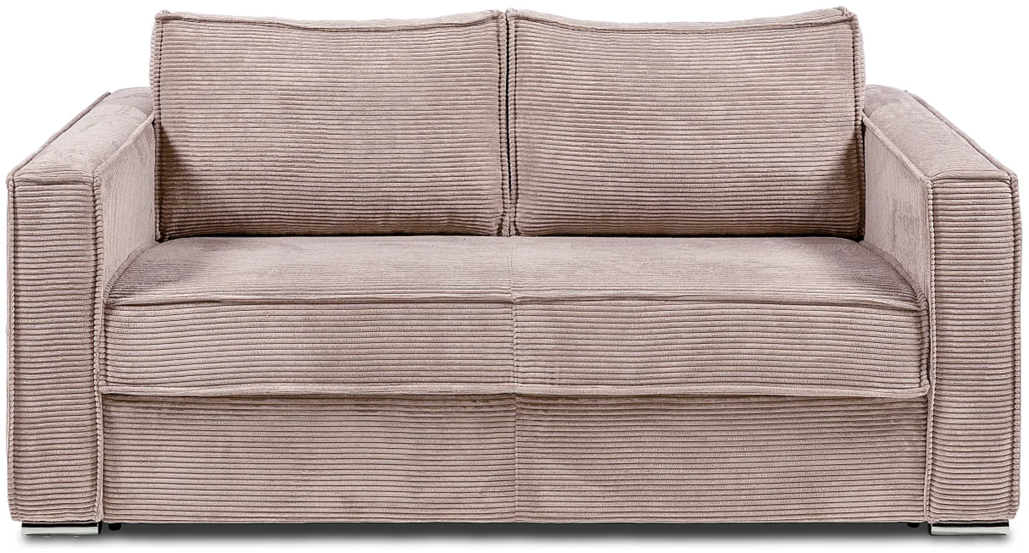 Vente-unique - Schlafsofa mit Matratze 3-Sitzer - Cord - Rosa - Liegefläche mit Lattenrost mit breiten Latten 140 cm - Matratze 22 cm mit Memory Schaum - LORETO Bild 1