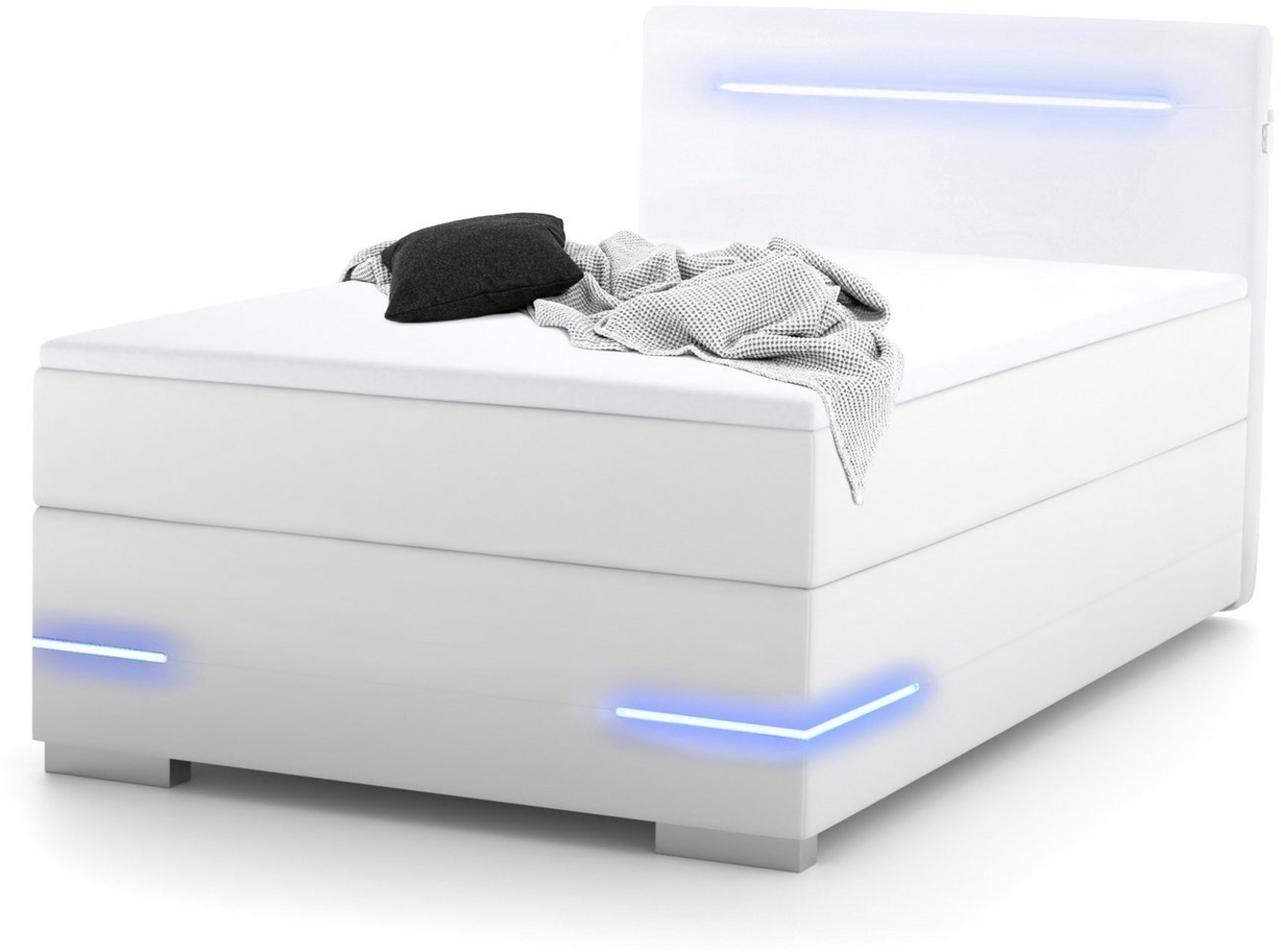 wonello Boxspringbett Lennox, mit LED-Beleuchtung, 2x USB-Anschluss und Topper Bild 1