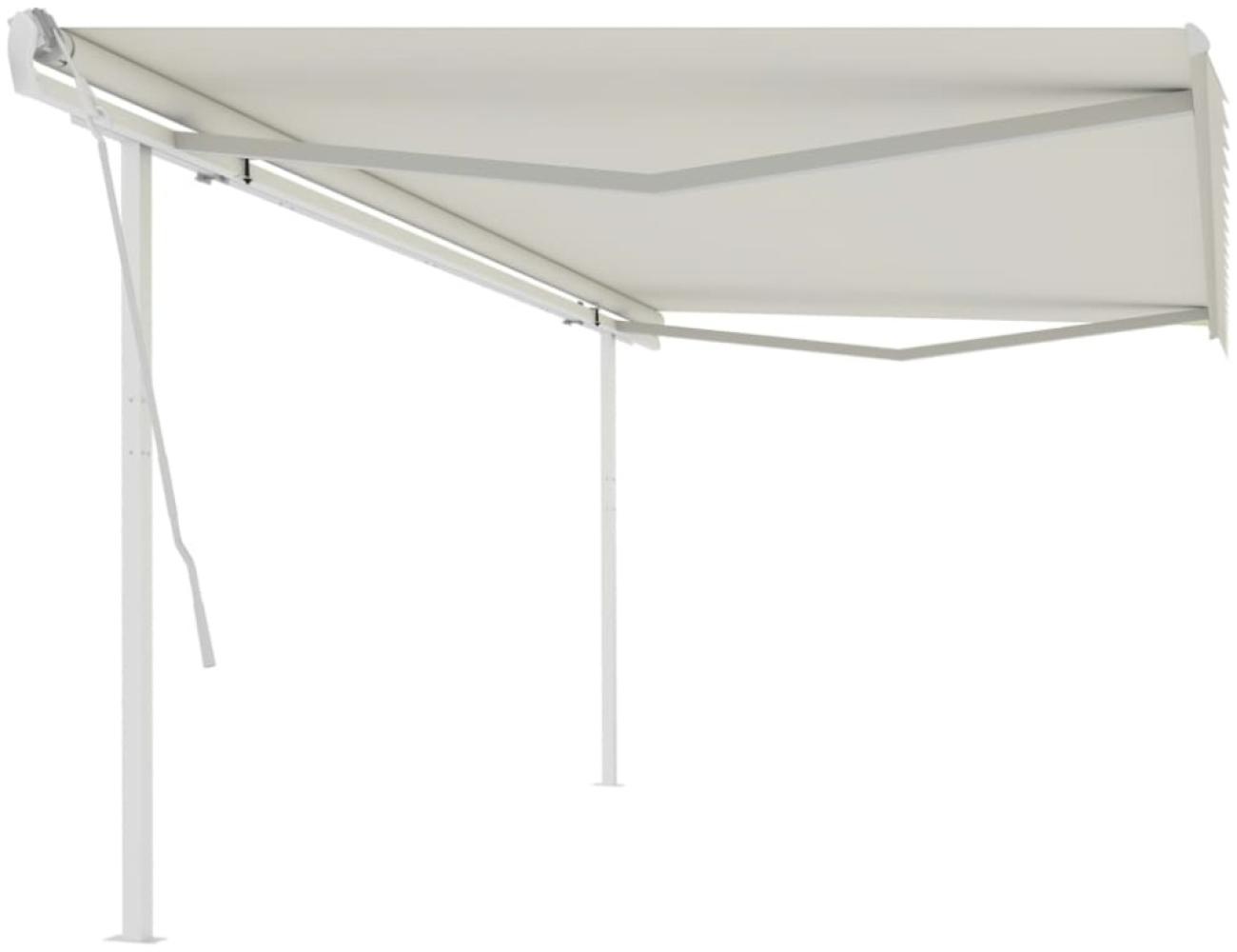 vidaXL Markise Manuell Einziehbar mit Pfosten 5x3,5 m Creme 3070057 Bild 1