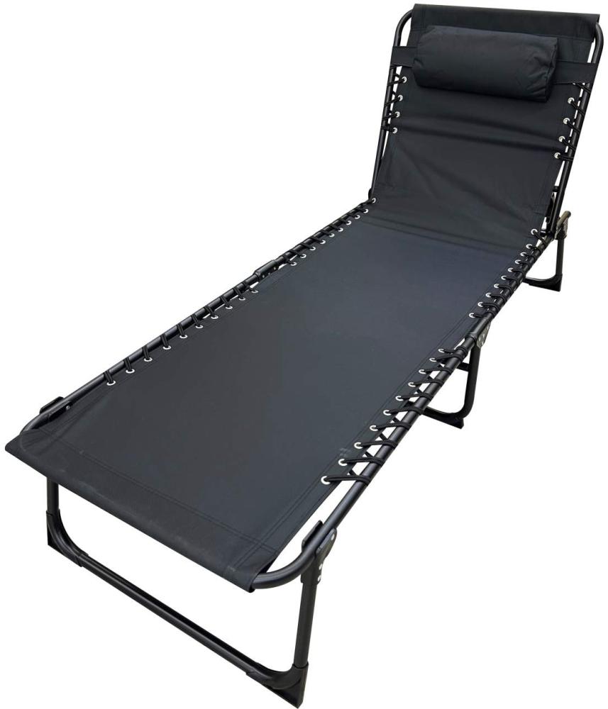 Kynast Gartenliege mit Kopfpolster 189 x 60 cm schwarz 4-fach verstellbar Bild 1