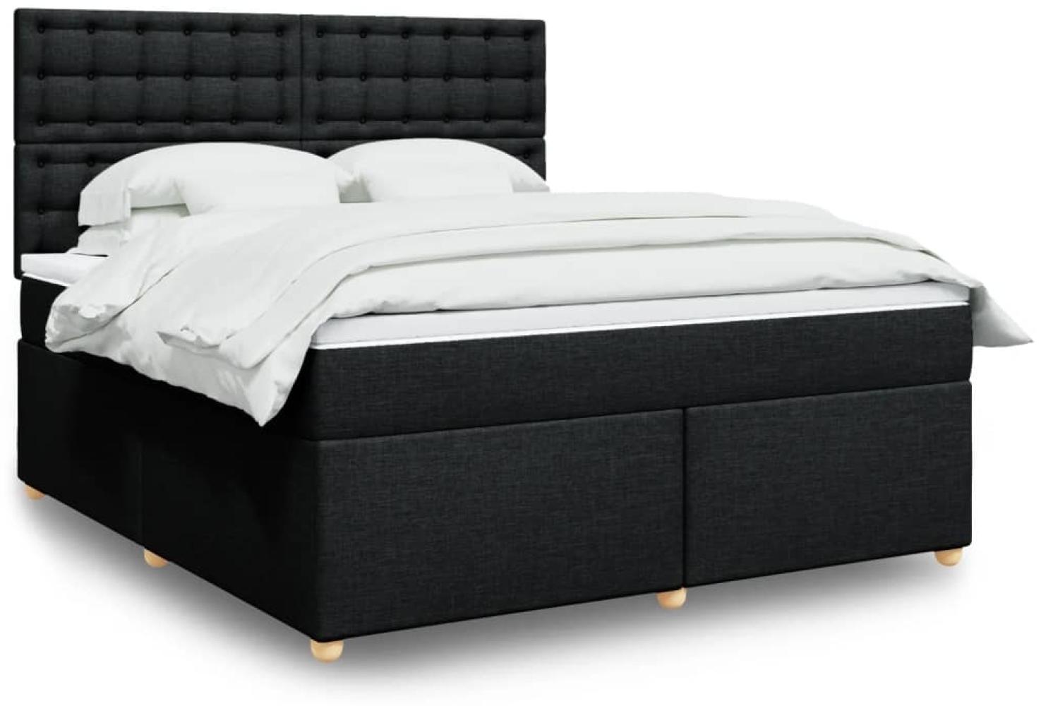 vidaXL Boxspringbett mit Matratze Schwarz 180x200 cm Stoff 3293675 Bild 1