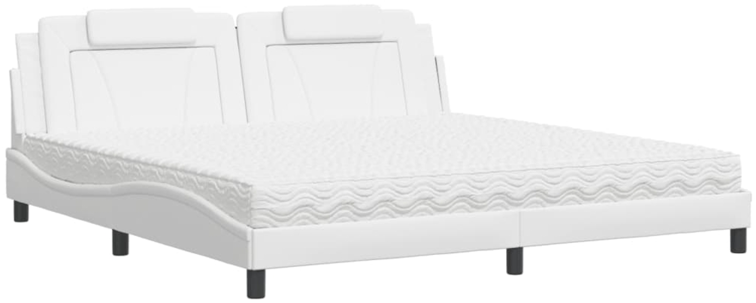 vidaXL Bett "Viana" mit Matratze Weiß 200x200 cm Kunstleder 3208818 Bild 1