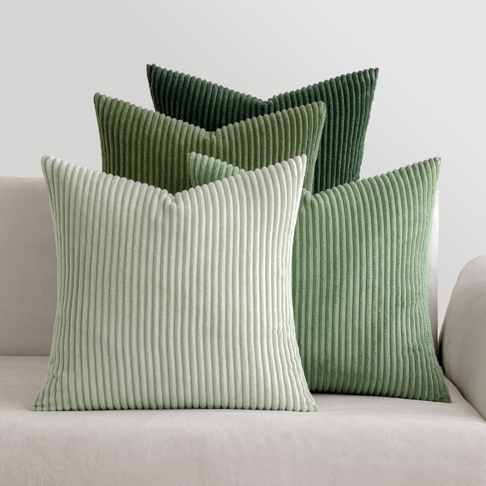 MIULEE Kordsamt Kissenbezug 4er Set 40x40cm Forest Green Serie Bild 1