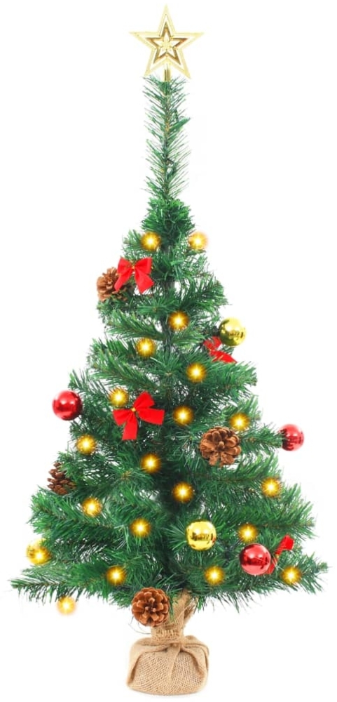 vidaXL Künstlicher Weihnachtsbaum mit Beleuchtung & Kugeln Grün 64 cm 321505 Bild 1