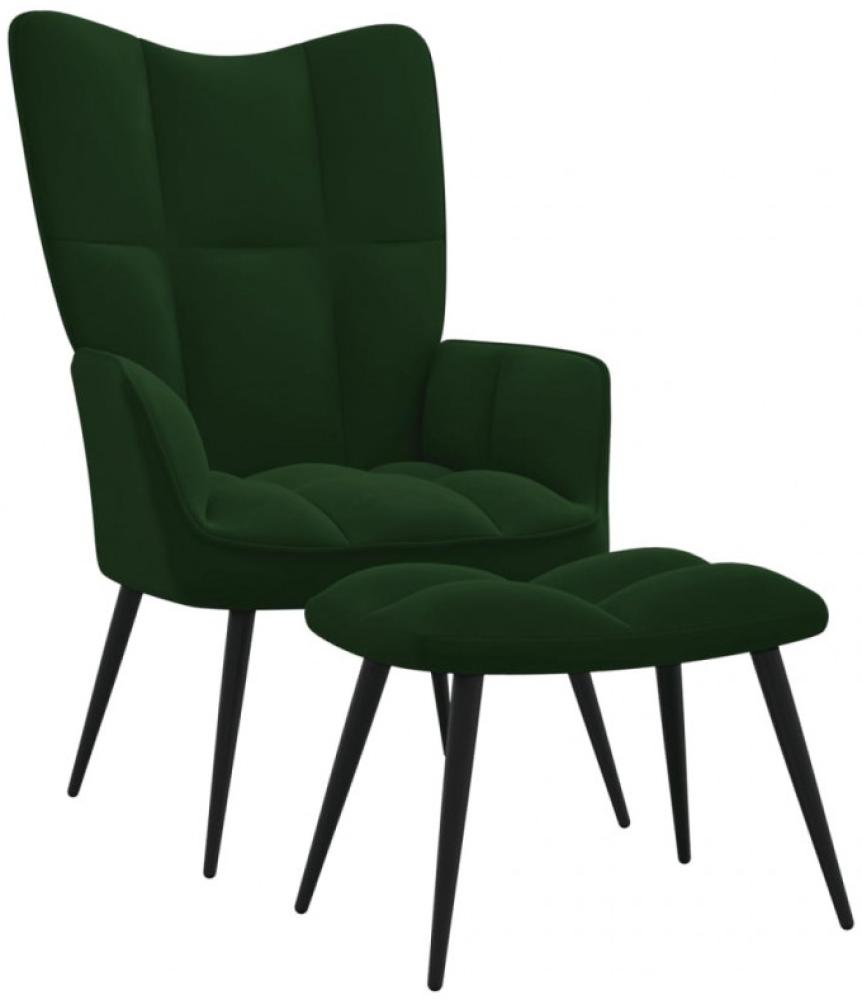 vidaXL Relaxsessel mit Hocker Dunkelgrün Samt [SKU:328086] Bild 1