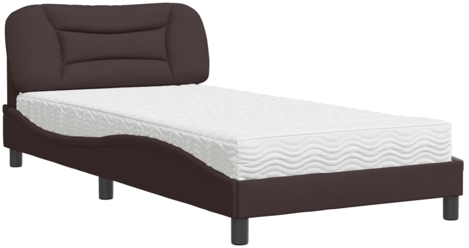 vidaXL Bett mit Matratze "Hvar" Dunkelbraun 100x200 cm Stoff 3208516 Bild 1