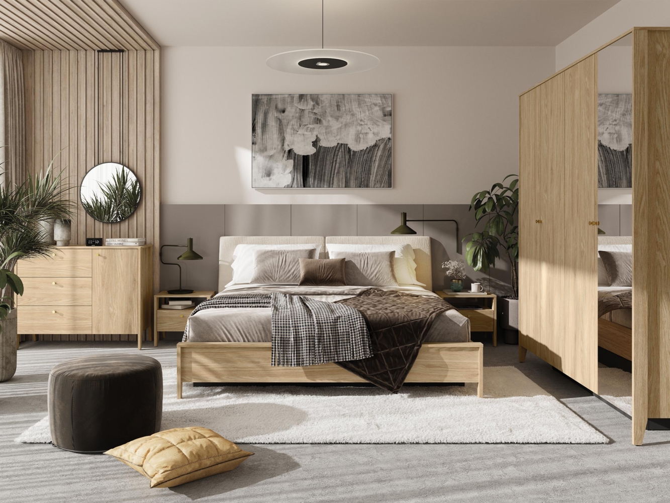 Schlafzimmer-Set Snugly I (Farbe: Geölte Eiche + Today 03, Größe: 160x200) Bild 1