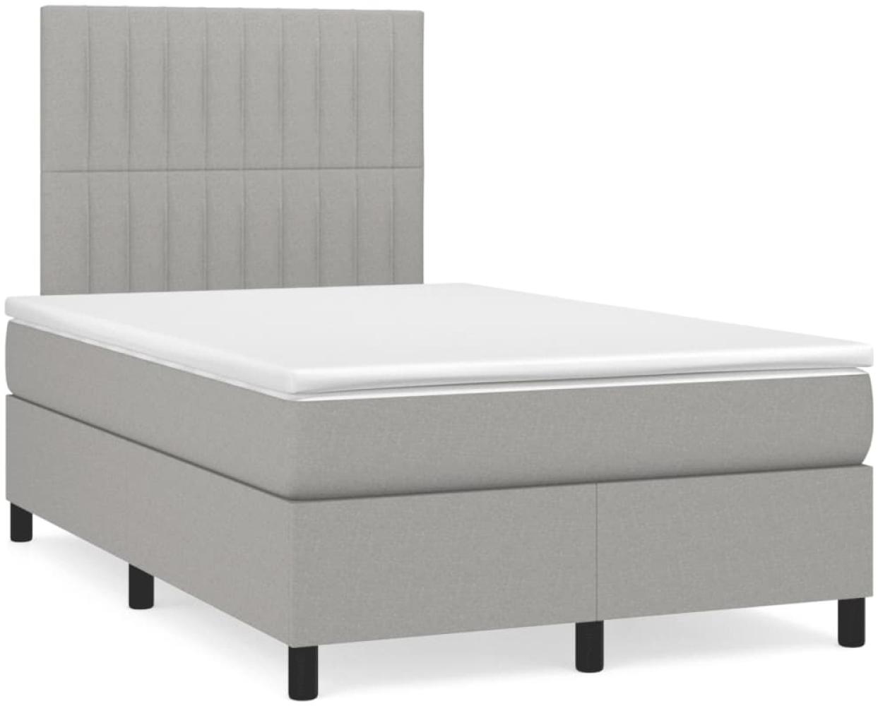 vidaXL Boxspringbett mit Matratze Hellgrau 120x190 cm Stoff 3269895 Bild 1