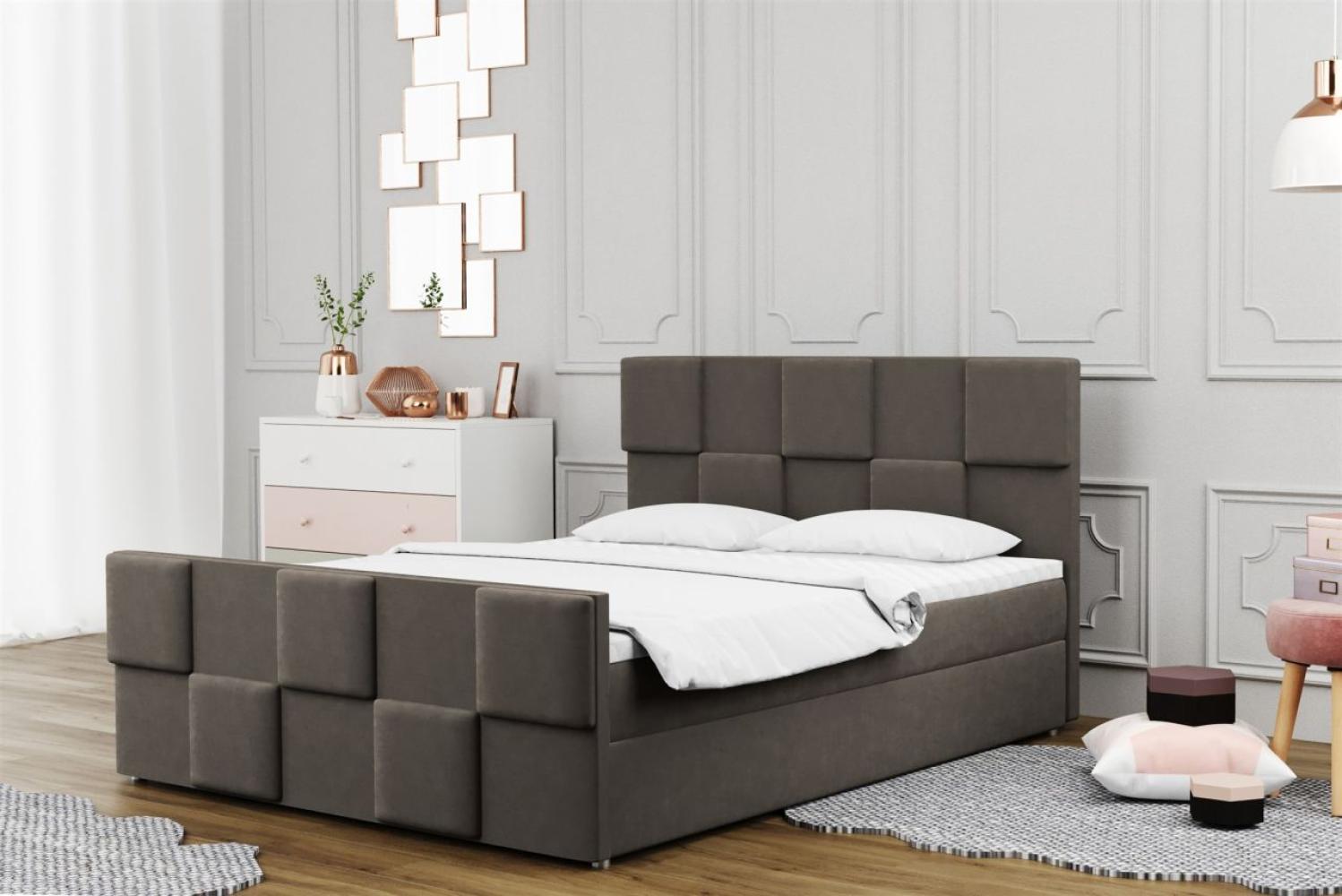 Boxspringbett Schlafzimmerbett MURILO 120x220cm in Stoff Monolith Graubraun Bild 1