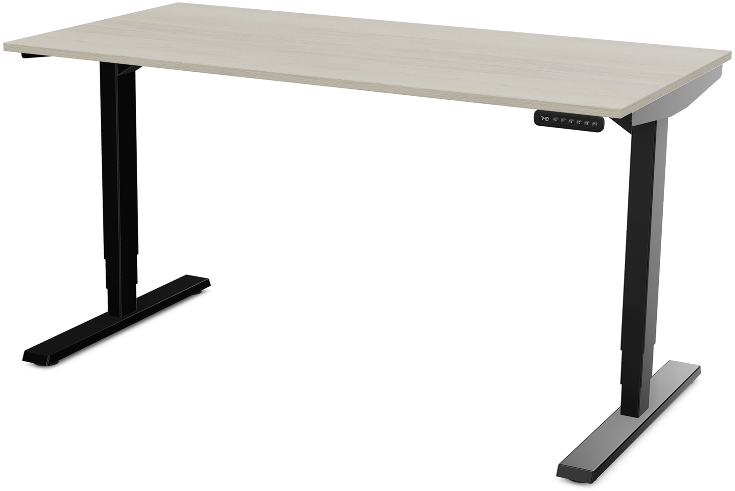 ASSMANN Elektrisch höhenverstellbarer Schreibtisch Y-Line 140x80 cm Eiche Polar Schwarz Metall Holz Melaminoberfläche Bild 1