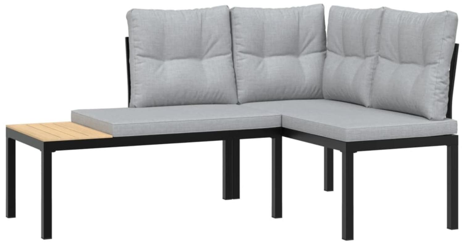 vidaXL Gartenbänke mit Kissen 2 Stk. Schwarz Pulverbeschichteter Stahl 4008565 Bild 1