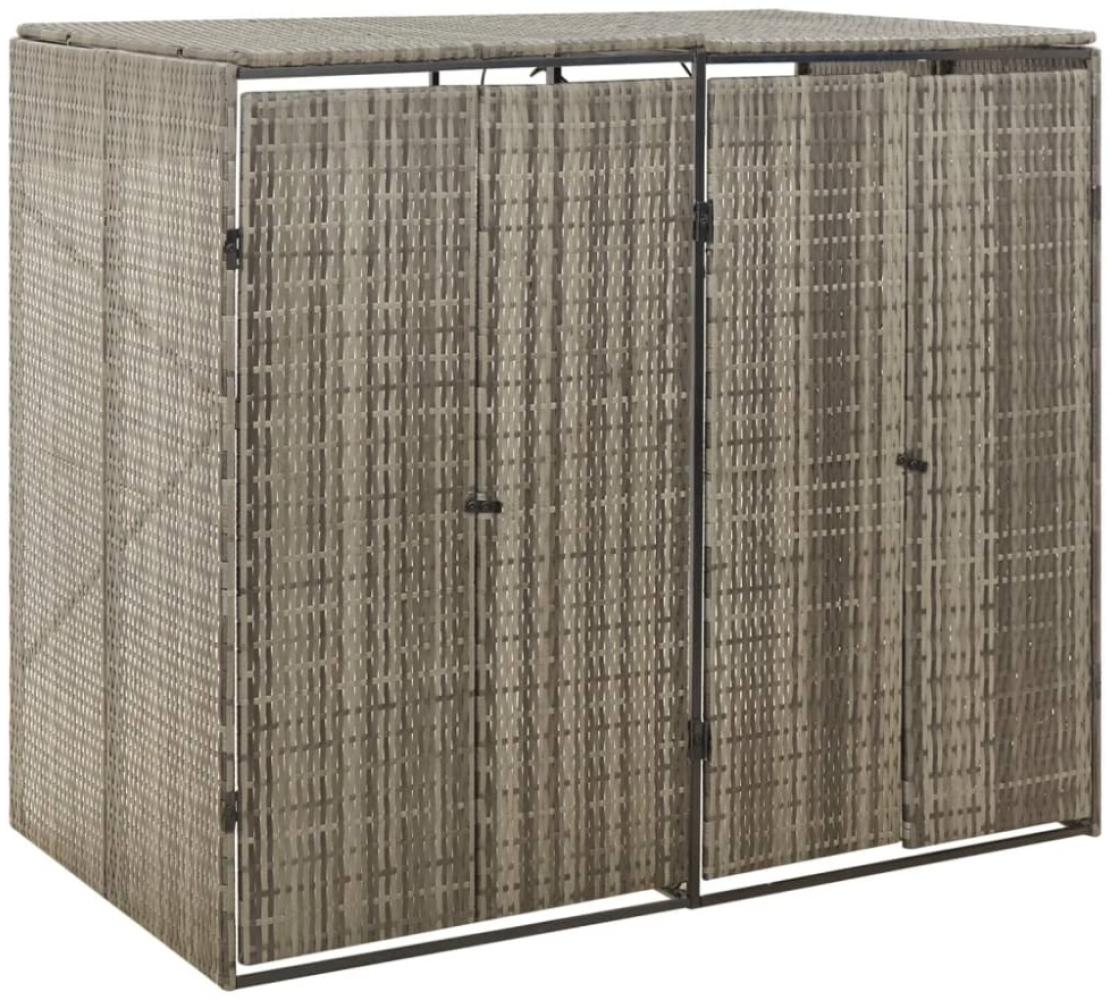 vidaXL Mülltonnenbox für 2 Tonnen Grau 140 x 80 x 117 cm Poly Rattan Bild 1