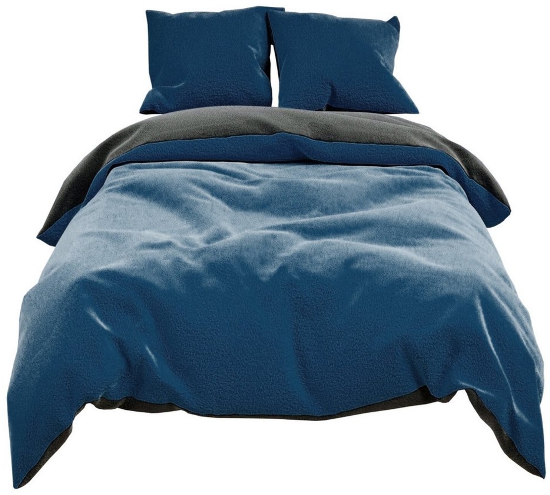 Visaggio Bettwäsche Winter Teddy Plüsch, Fleece, 2 teilig, Flauschig warmes Cashmere Touch, Einfarbig Wende Bild 1
