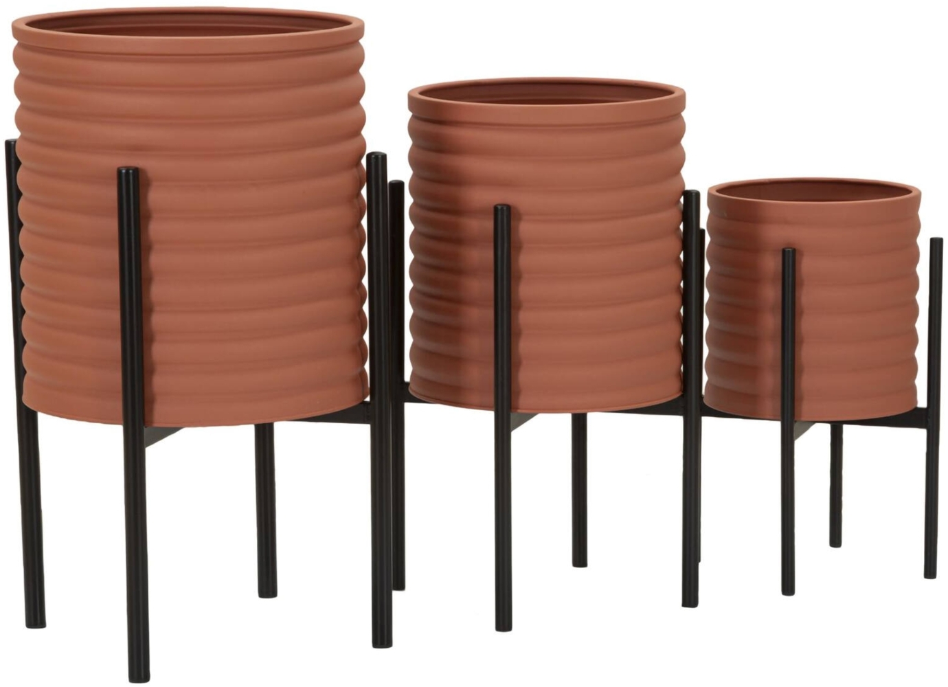 Dmora Set mit 3 Vasenhaltern Cisterna, Dekorationszubehör, Dekoratives Artikel, Einrichtungszubehör, 36x36 h57 cm, Terrakotta und Schwarz Bild 1