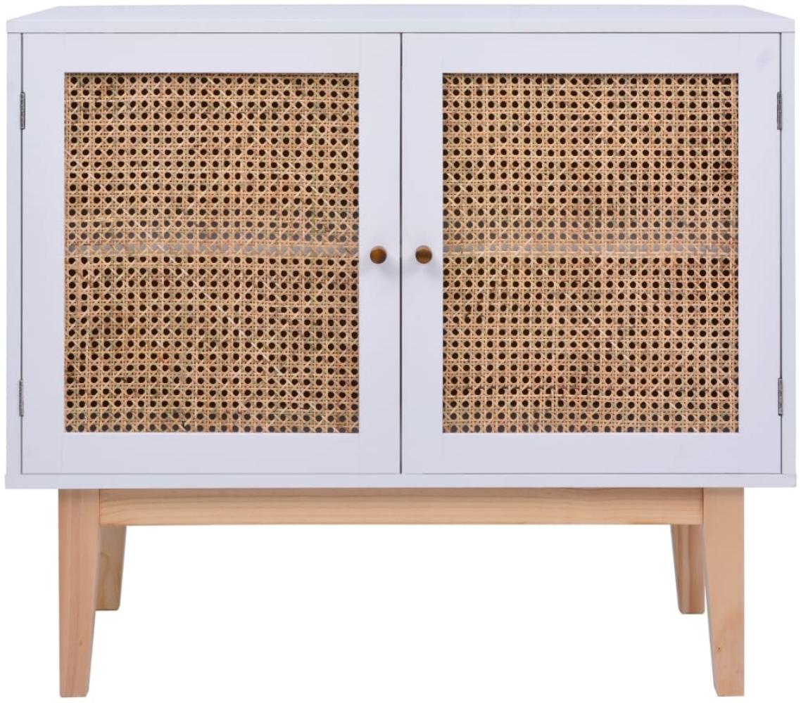 vidaXL Sideboard Weiß 88,5 x 40 x 80 cm MDF und Rattan Bild 1