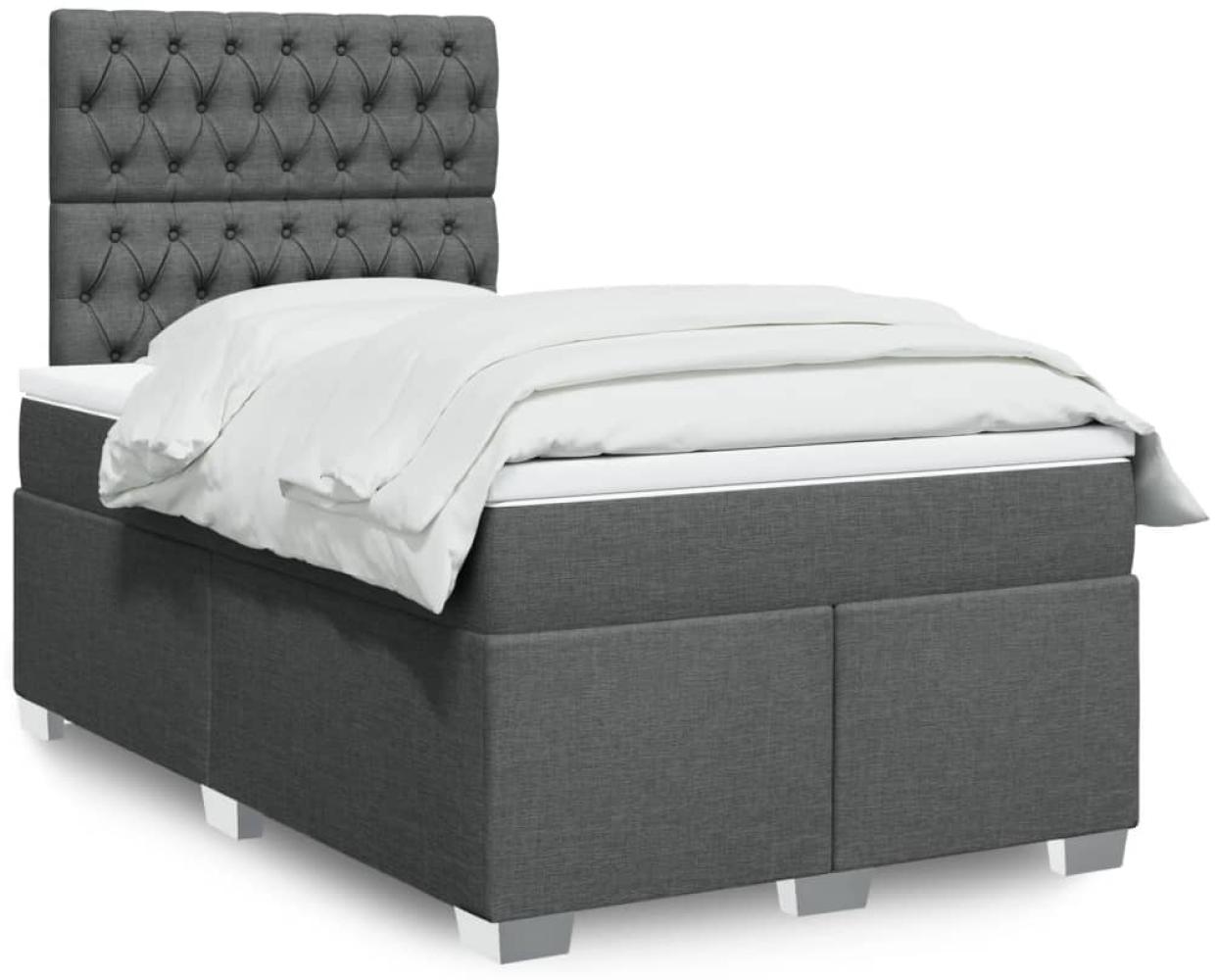 vidaXL Boxspringbett mit Matratze Dunkelgrau 120x200 cm Stoff 3292763 Bild 1