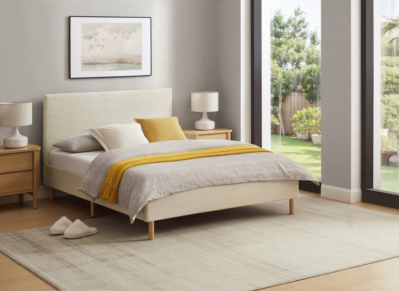 Home affaire Polsterbett Armandine inkl. Lattenrost, Kopfteil mit Cordbezug, erhältlich in den Breiten 140cm & 180cm Bild 1