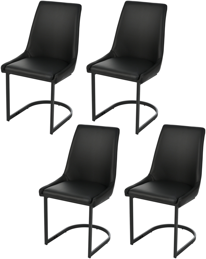Merax Freischwinger (Set, 4 St), 4er Set Polsterstühle Esszimmerstühle Schwingstühle, Kunstleder, Schwarz Bild 1