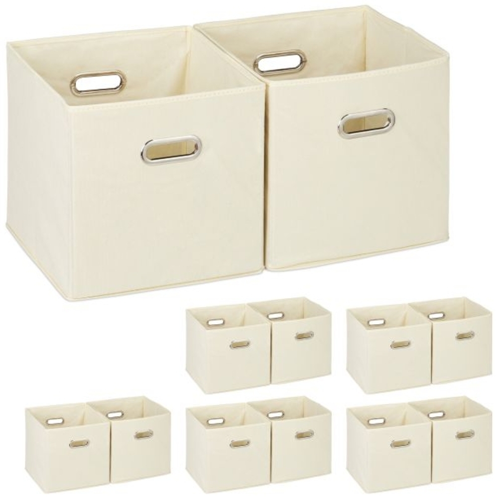 12 x Aufbewahrungsbox Stoff beige Bild 1