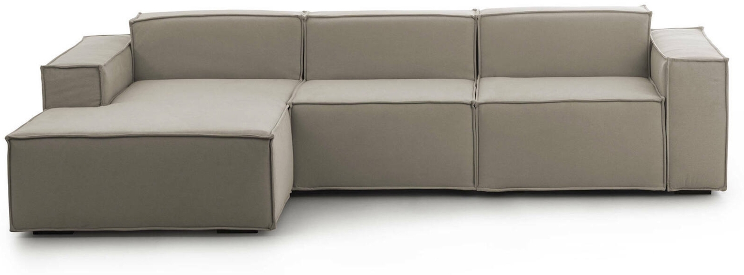 Dmora Sofa mit Halbinsel Alganibra, modulares Sofa mit linker Halbinsel, modernes Stoffsofa, 100 % Made in Italy, 300 x 170 x 70 cm, Taupe Bild 1