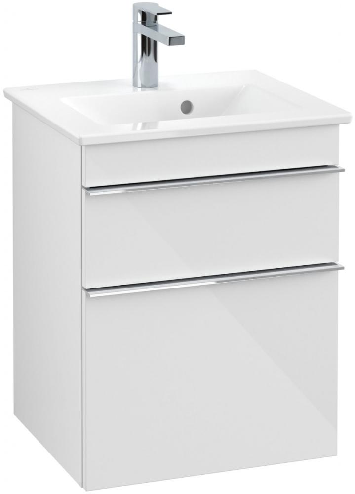 VILLEROY & BOCH VENTICELLO Waschbeckenunterschrank 46 cm breit, Weiß, Griff Chrom, 2 Schubladen Bild 1