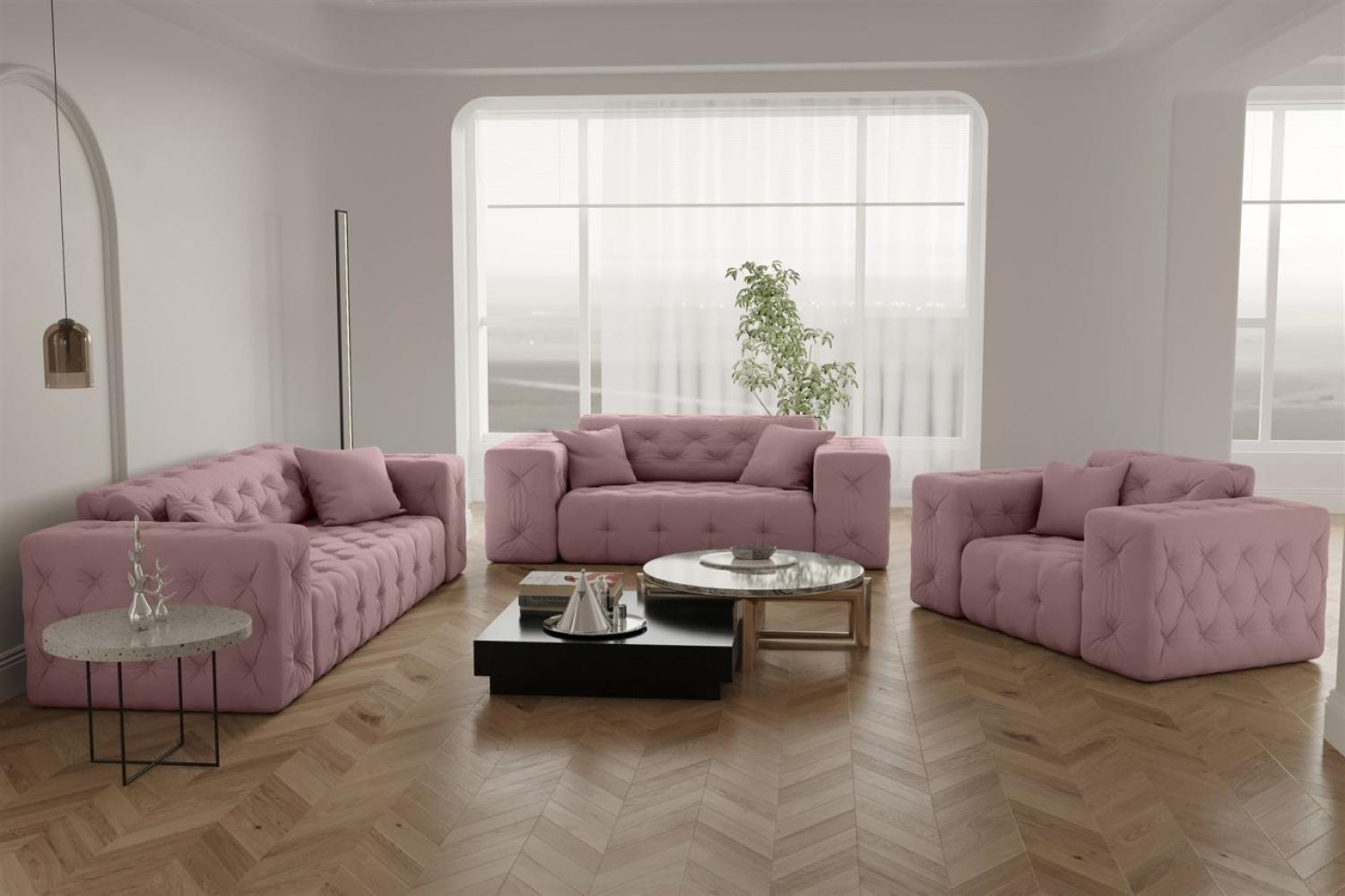 Sofaset Designersofa CHANTAL 3-2-1 in Stoff Opera Velvet Pink Bild 1