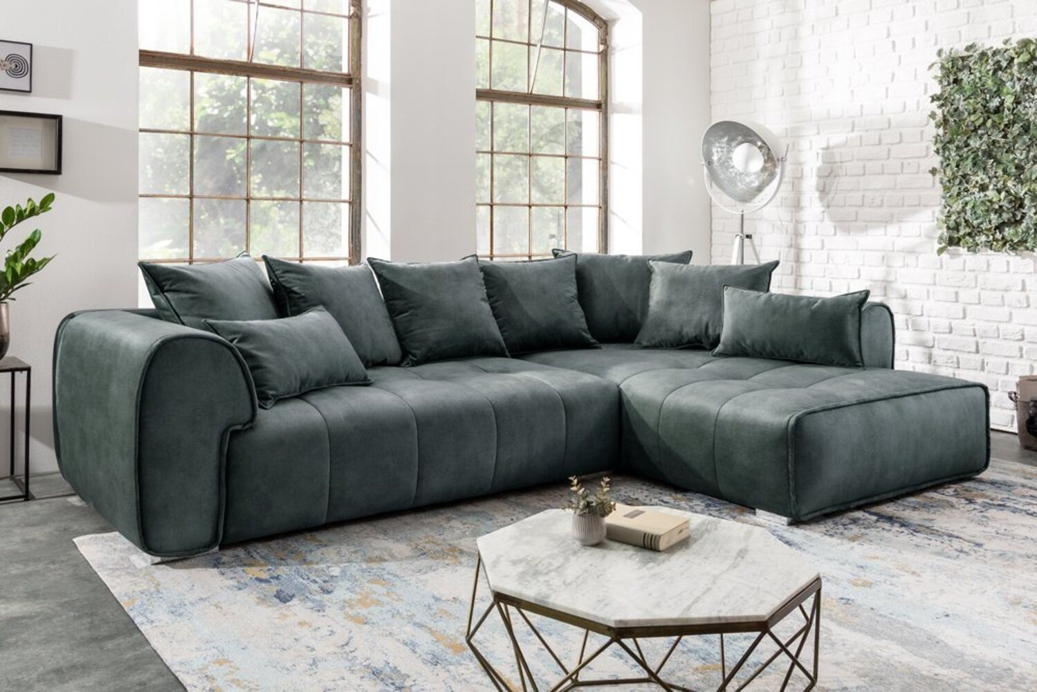 riess-ambiente Ecksofa CLAN 320cm anthrazit, Eckcouch · XXL · inkl. Kissen · Samt · Wohnzimmer · Modern Design Bild 1